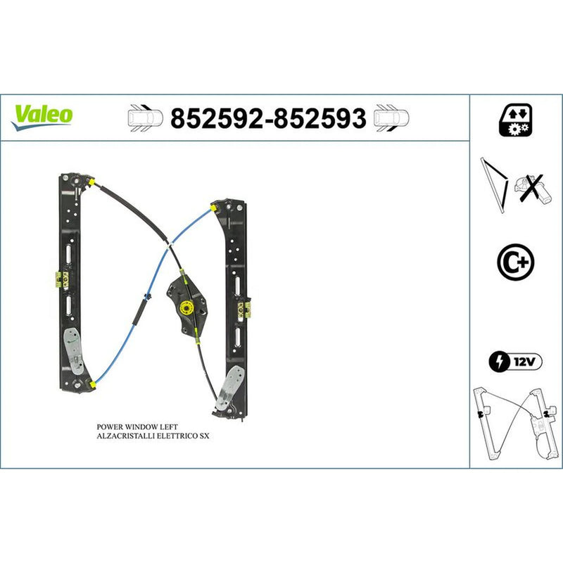 Valeo Electric Window Regulator Lifter Left Front 852592