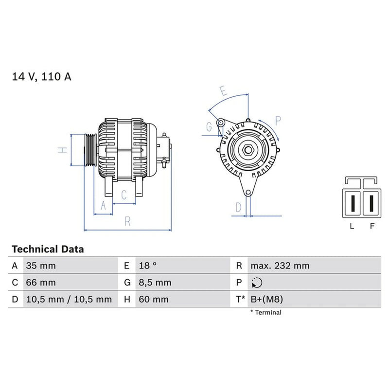 Bosch Car Alternator 12V 0 986 048 301