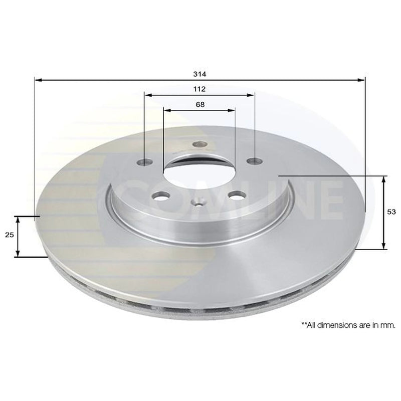 Comline 2 x Vented Front Brake Discs ADC1476V-x2