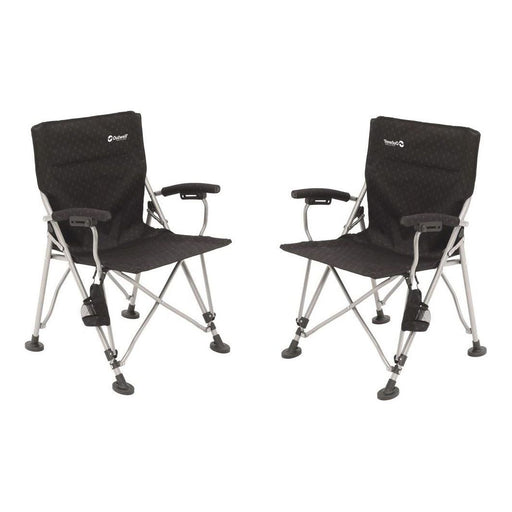 2x Outwell Campo Black Foldable Camping Chair with Padded Armrests - Outwell - Van Life Living