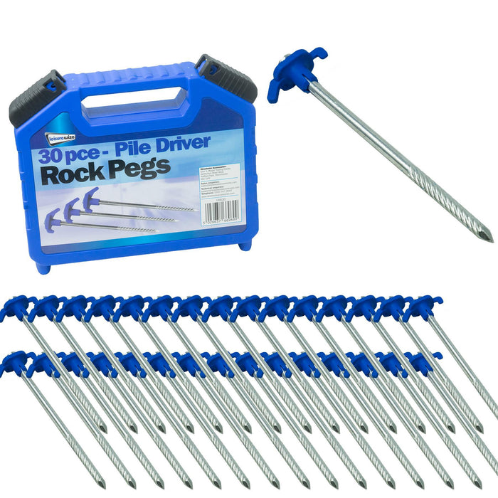 30 x Pile Driver Rock Pegs Caravan Tent Awning Thread Steel Drill by Streetwize - Leisurewize - Van Life Living