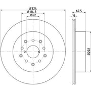 Mintex 2 x Internally Vented Rear Brake Discs MDC1306-x2