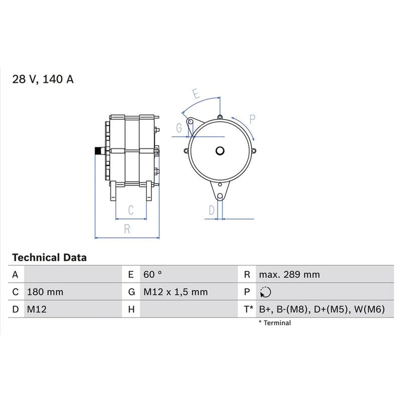 Bosch Car Alternator 12V 0 986 041 640