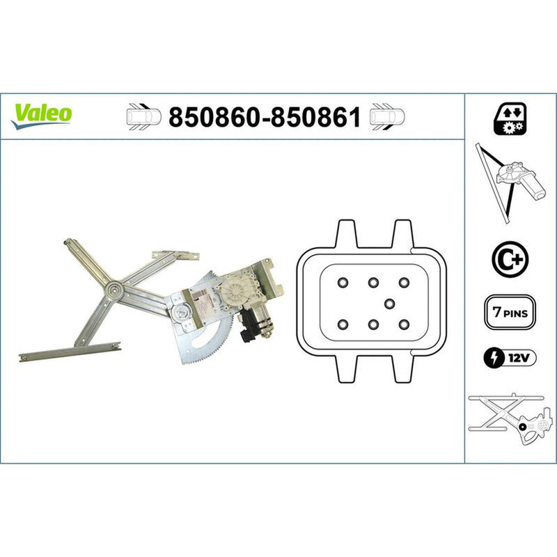 Valeo Electric Window Regulator Lifter Left Front 850860