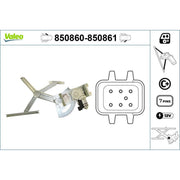 Valeo Electric Window Regulator Lifter Right Front 850861