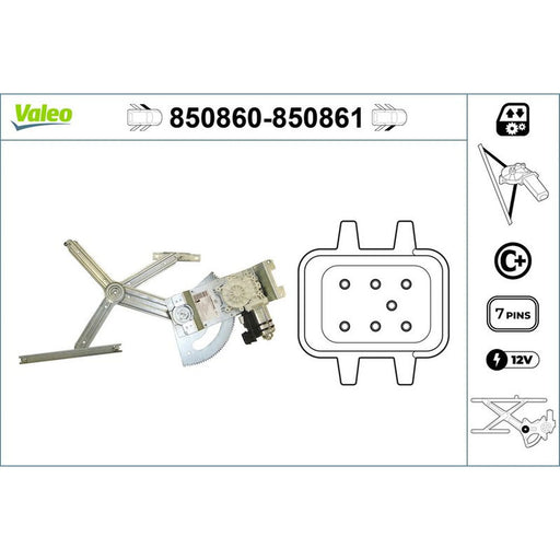 Valeo Electric Window Regulator Lifter Right Front 850861