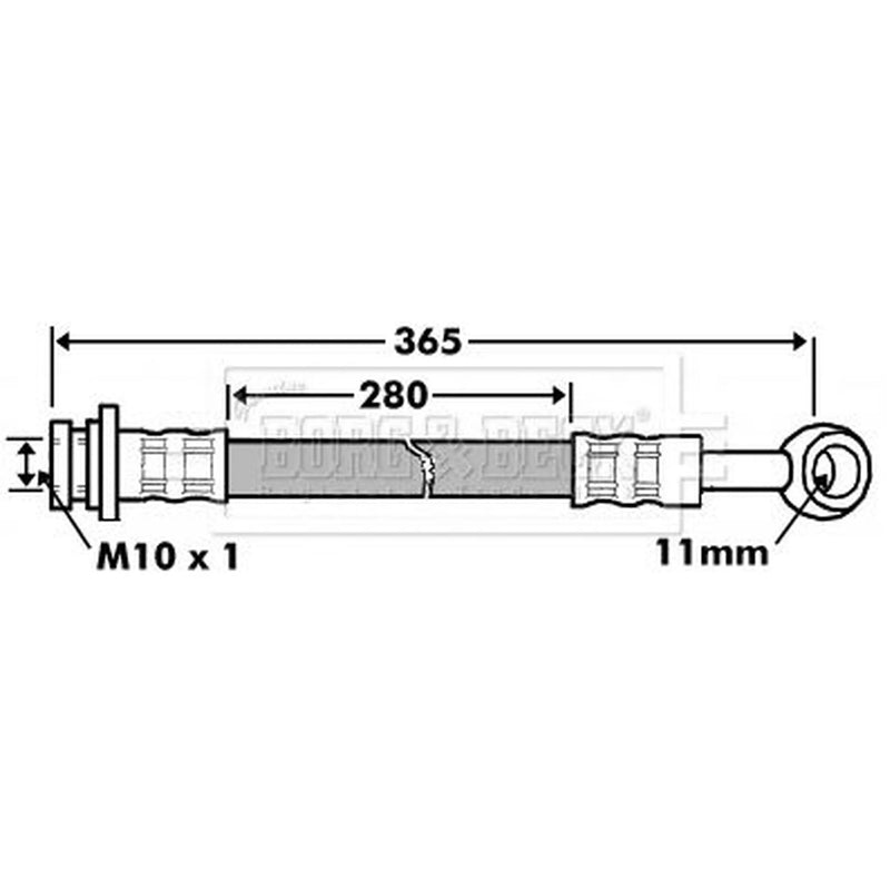 Borg & Beck Brake Hydraulic Hose Line Rear Left BBH7464
