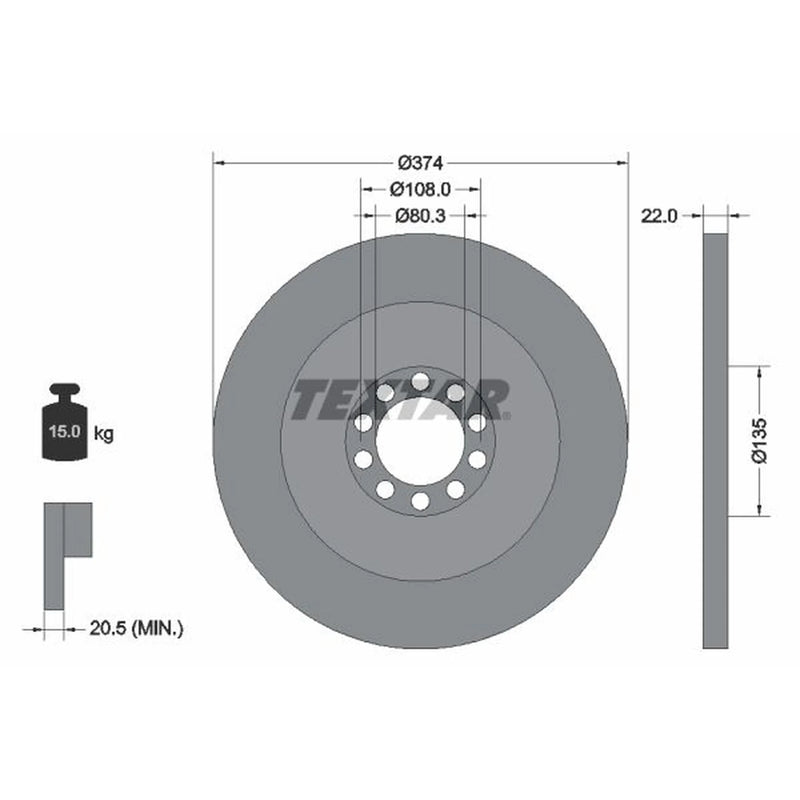 Textar 2 x Solid Front Brake Discs 93015500-x2