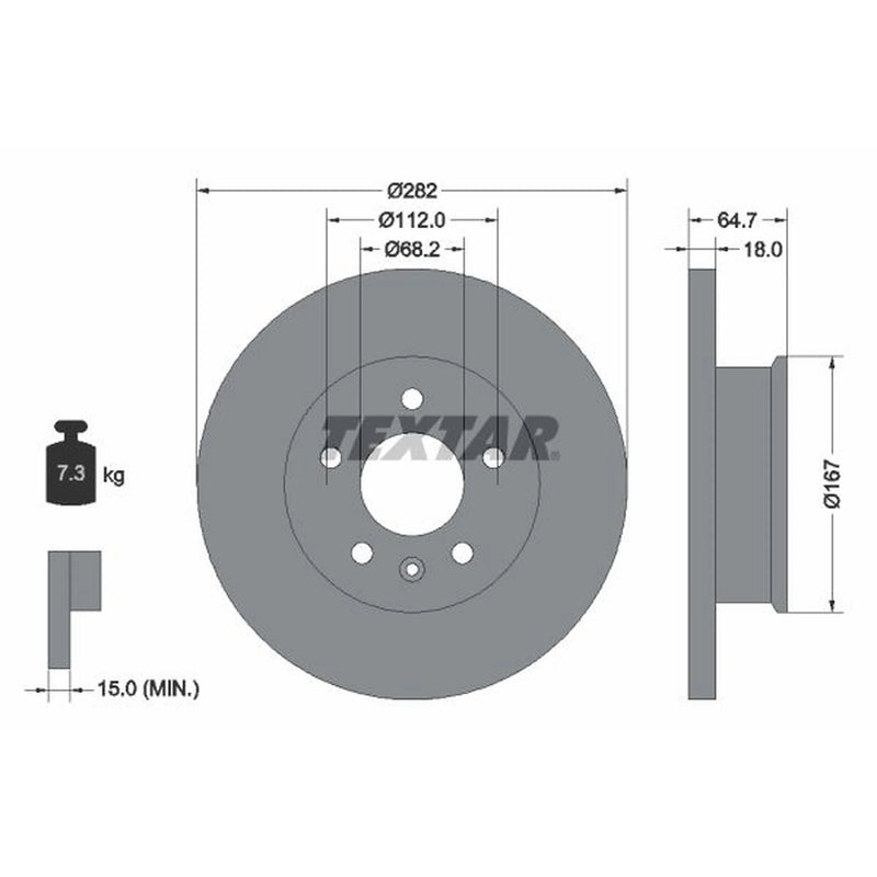 Textar 2 x Solid Front Brake Discs 92058500-x2