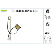 Valeo Electric Window Regulator Lifter Left Rear 851030