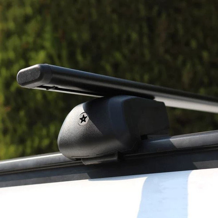 Roof Bars Rack Black fits Volkswagen Id.4 2020-Onwards for Flush Rails 75KG - Omtec - Van Life Living