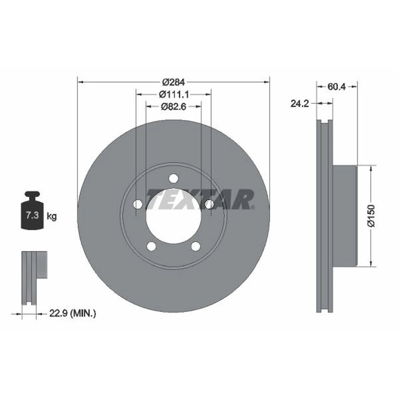 Textar 2 x Front Brake Discs 92031600-x2