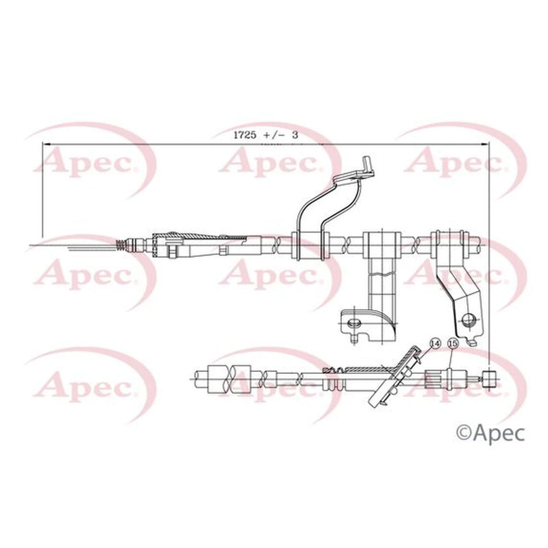 Apec Handbrake Cable Right Rear CAB1346