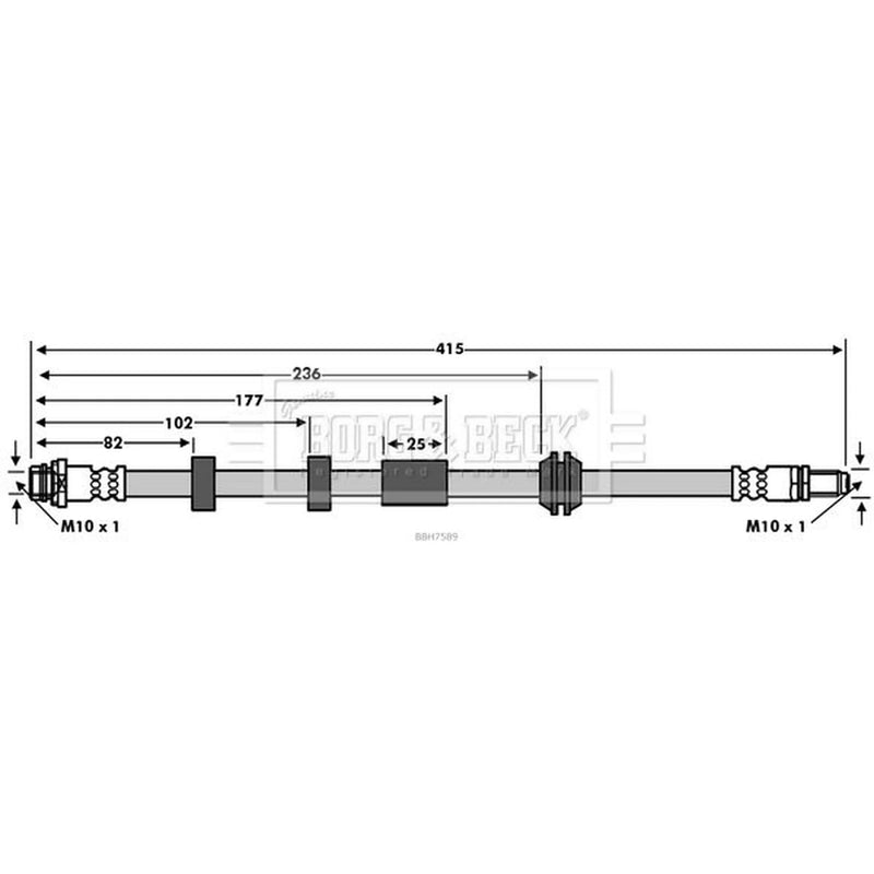 Borg & Beck Brake Hydraulic Hose Line Front Right BBH7589
