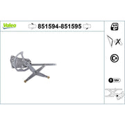 Valeo Electric Window Regulator Lifter Right Front 851595