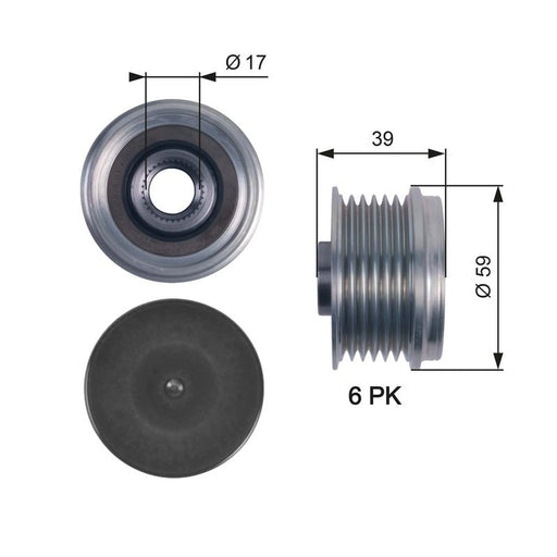 Gates Alternator Overrunning Freewheel Clutch OAP7113