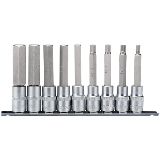 Draper Long Metric Hex. Socket Bit Set, 1/2" Sq. Dr., 100mm (9 Piece) 16308 Draper  - Town Parts