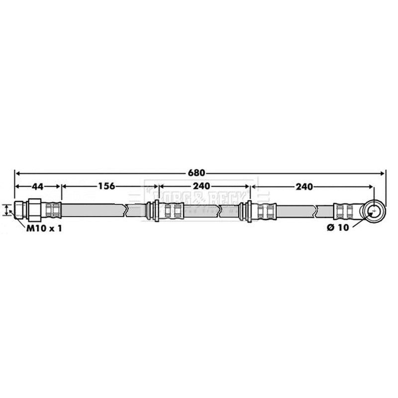 Borg & Beck Brake Hydraulic Hose Line Front Right BBH7503