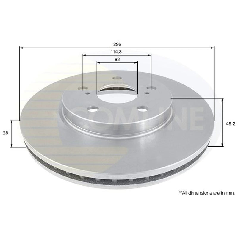 Comline 2 x Vented Front Brake Discs ADC01112V-x2