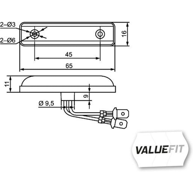 Hella Side Marker Light Wide High 2PS 357 010-001