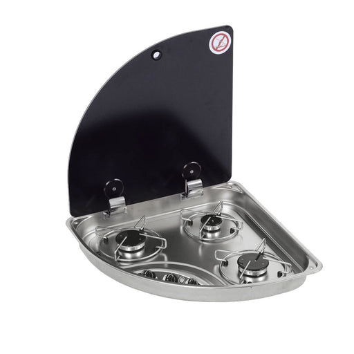 CAN Hoodiny Hob Unit RH Triangle 480mm (Glass Lid / 3 Burners / 12V) - CAN - Van Life Living