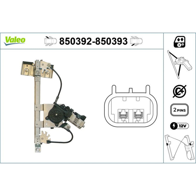 Valeo Electric Window Regulator Lifter Left Rear 850392