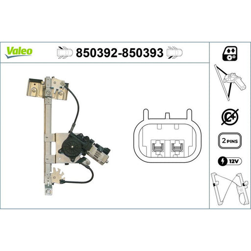 Valeo Electric Window Regulator Lifter Right Rear 850393