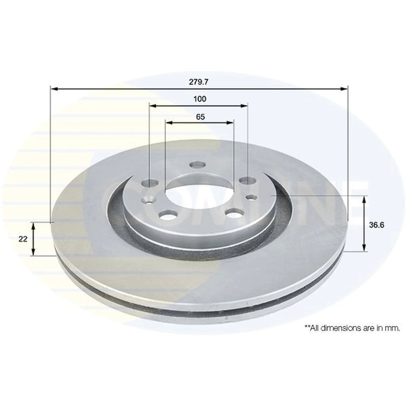 Comline 2 x Vented Front Brake Discs ADC1408V-x2