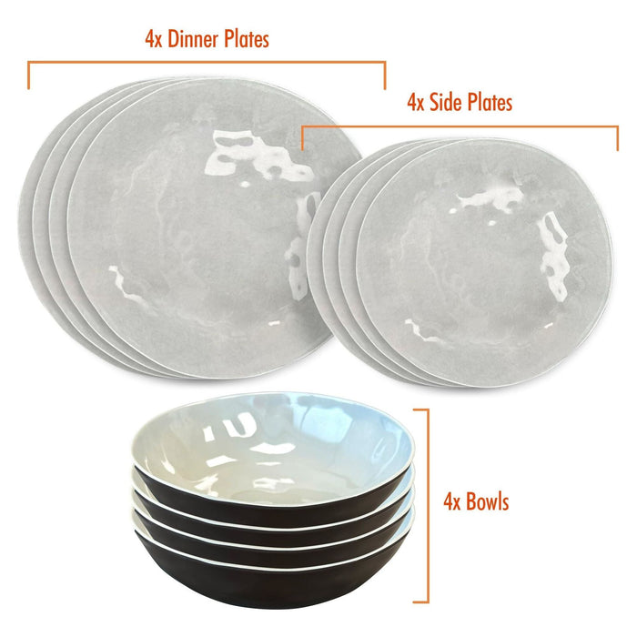 MDS1203 Liberty Capri 12 Piece Melamine Dinner Set LL1382 - Liberty Leisure UK - Van Life Living