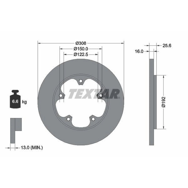 Textar 2 x Solid Rear Brake Discs 92274103-x2