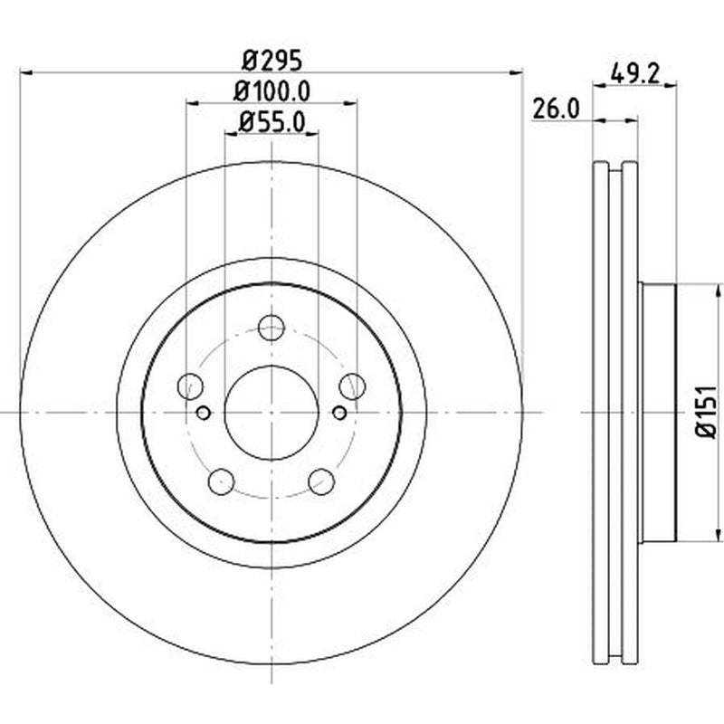 DON 2 x Vented Front Brake Discs PCD18282