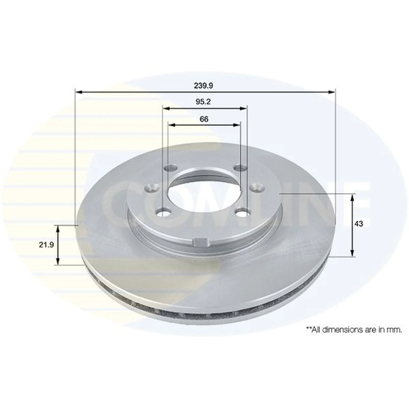 Comline 2 x Front Brake Discs ADC1313V-x2