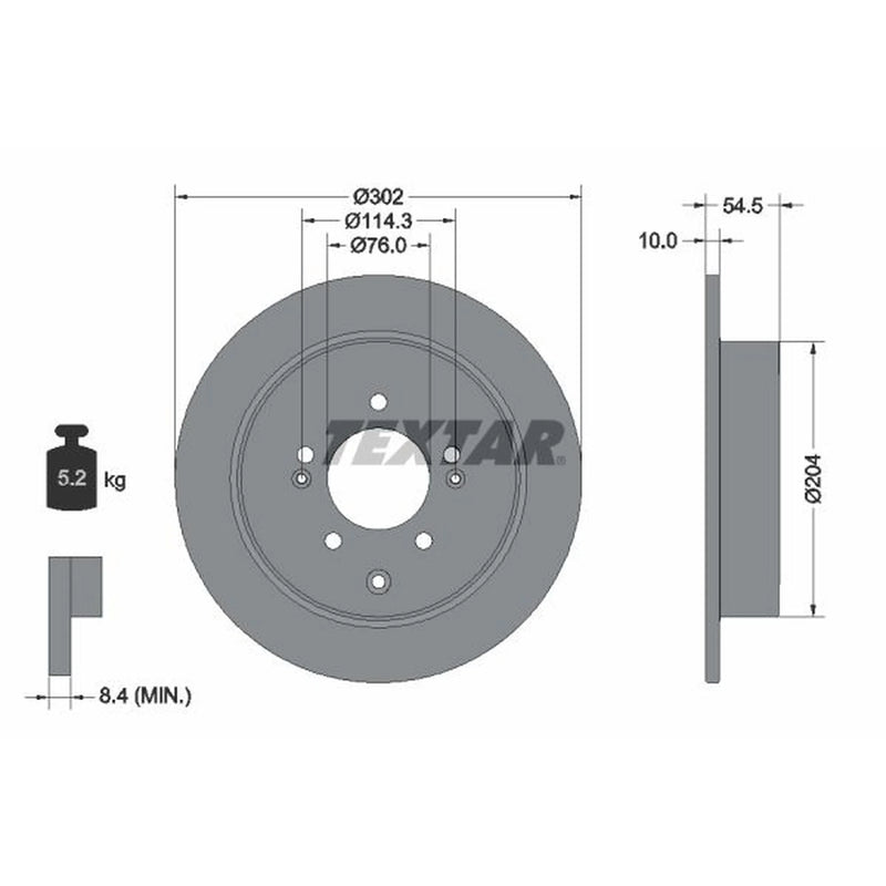 Textar 2 x Solid Rear Brake Discs 92293303-x2