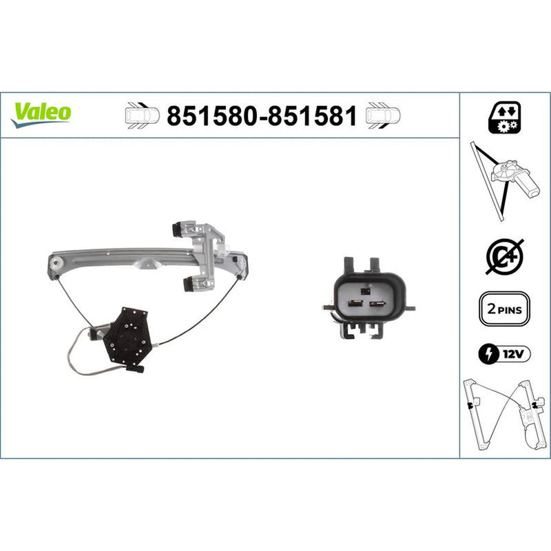 Valeo Electric Window Regulator Lifter Left Front 851580