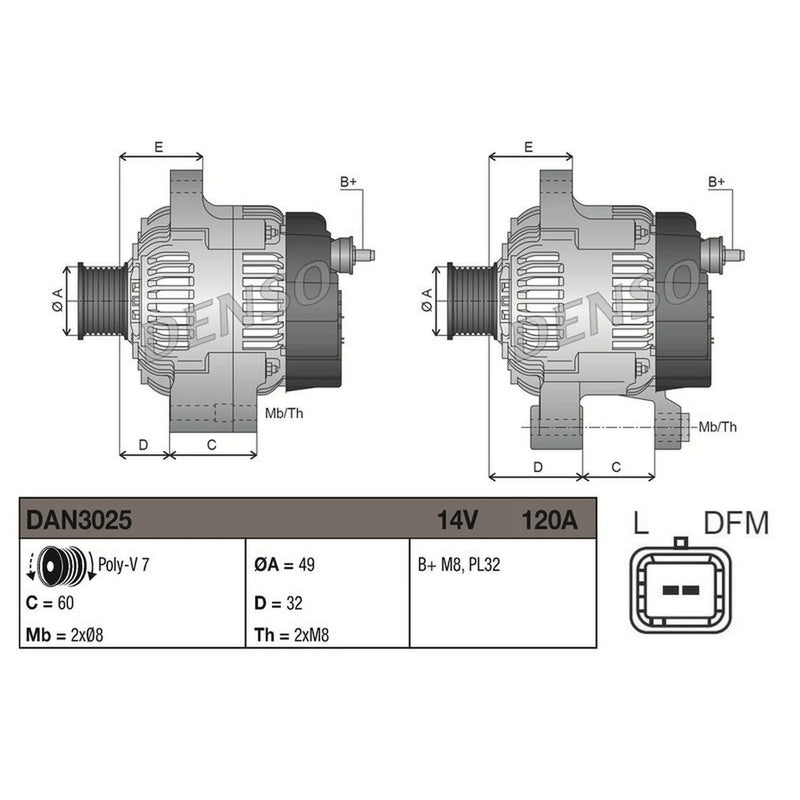 Denso Car Alternator 12V fits Nissan Primera 2002-2008 1.9 2.0