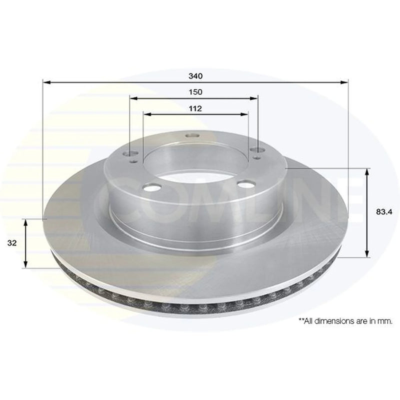 Comline 2 x Vented Front Brake Discs ADC2501V-x2