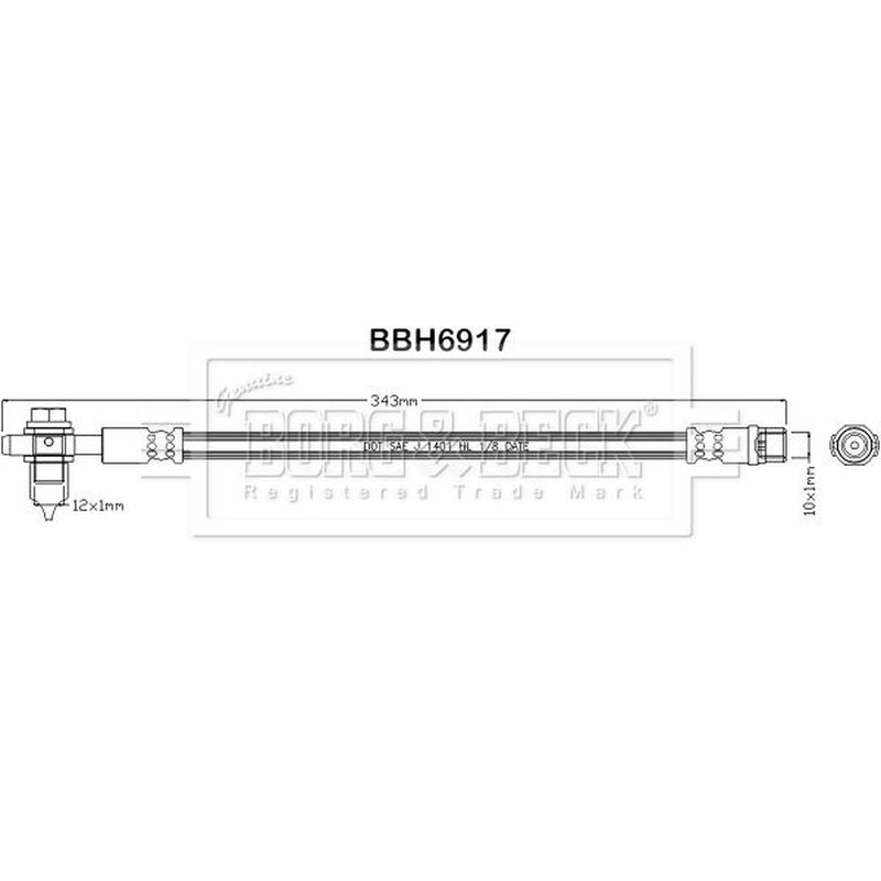 Borg & Beck Brake Hydraulic Hose Line Rear Right BBH6917