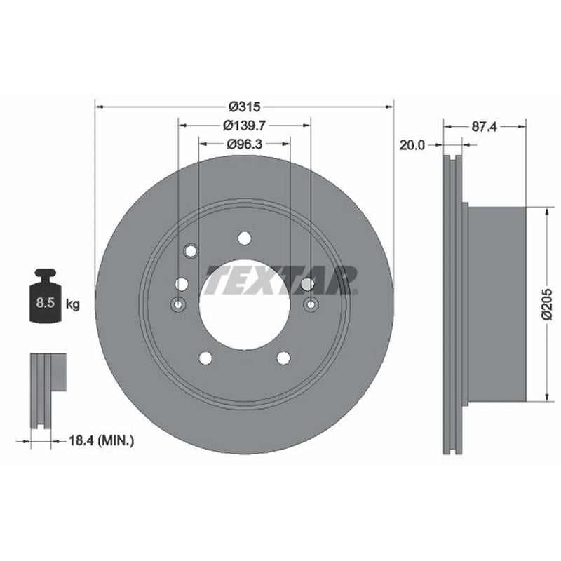 Textar 2 x Vented Rear Brake Discs 92147400