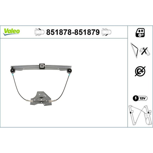 Valeo Electric Window Regulator Lifter Right Front 851879