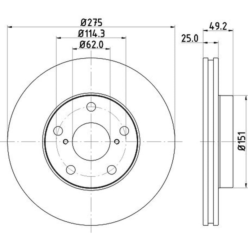 Mintex 2 x Vented Front Brake Discs MDC1590