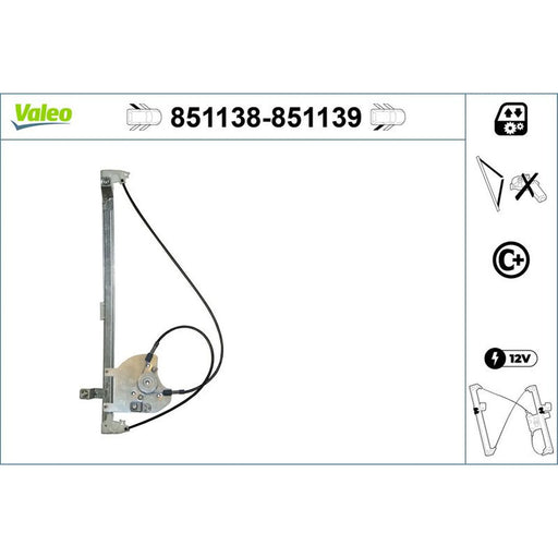 Valeo Electric Window Regulator Lifter Right Rear 851139