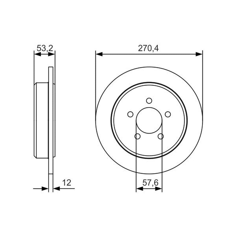 Bosch 2 x Solid Rear Brake Discs 0986479A80-x2