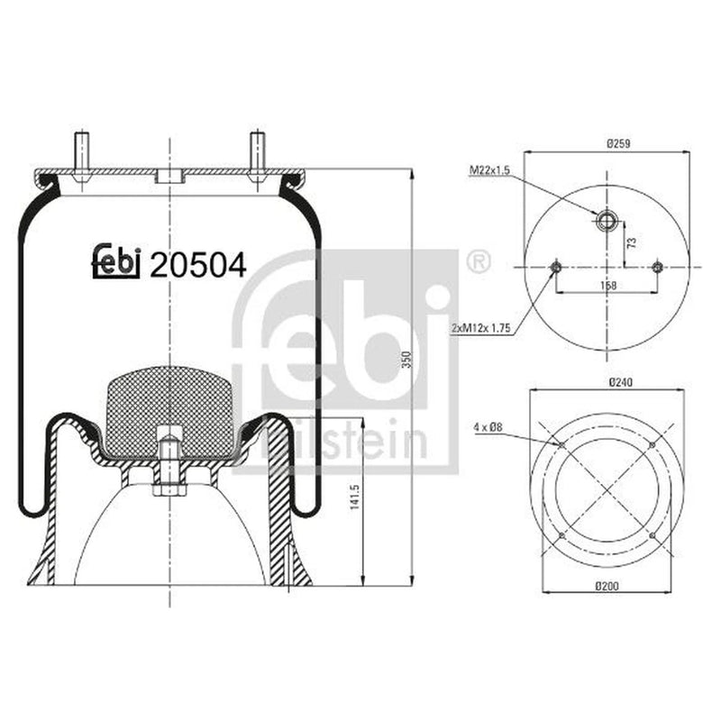 Febi Air Suspension Bellow 258mm 20504