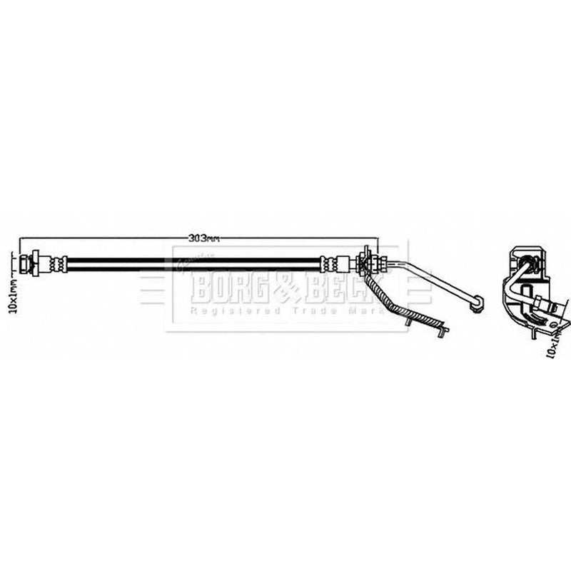Borg & Beck Brake Hydraulic Hose Line Rear BBH8286