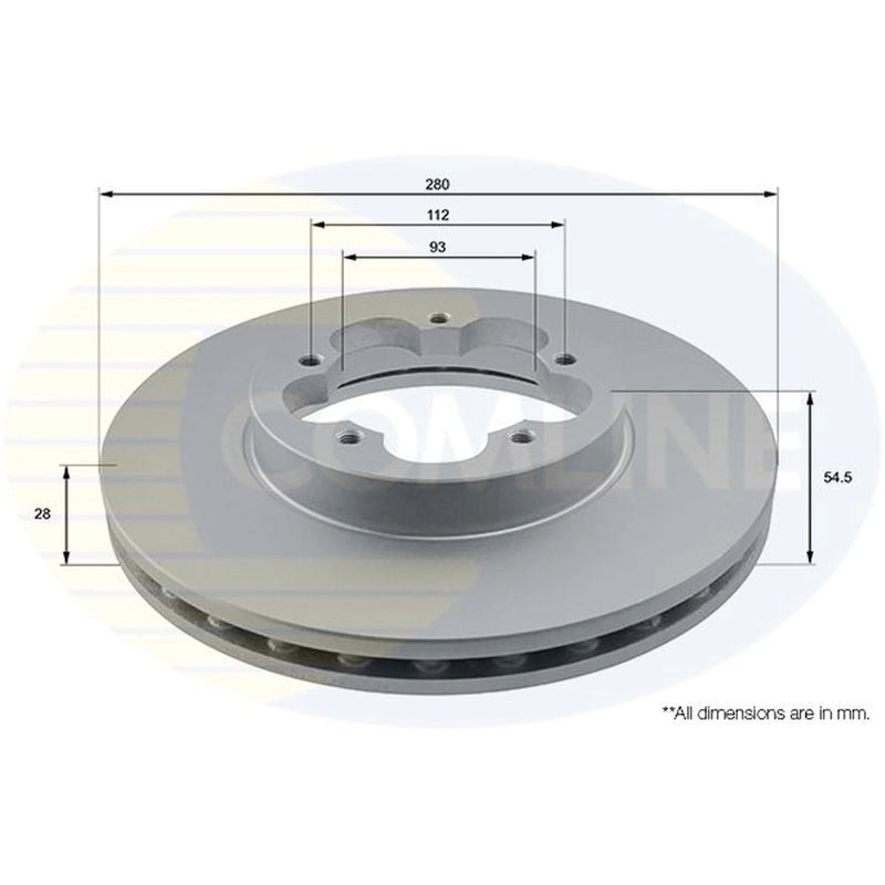 Comline 2 x Vented Front Brake Discs ADC1234V-x2