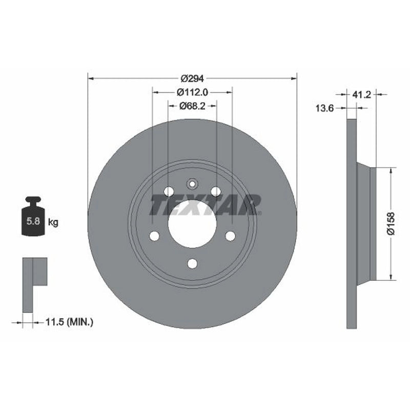 Textar 2 x Solid Rear Brake Discs 92098103-x2