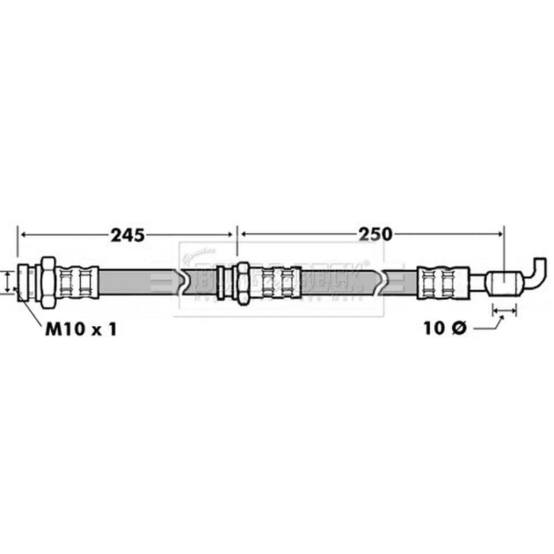 Borg & Beck Brake Hydraulic Hose Line Front Right BBH7433