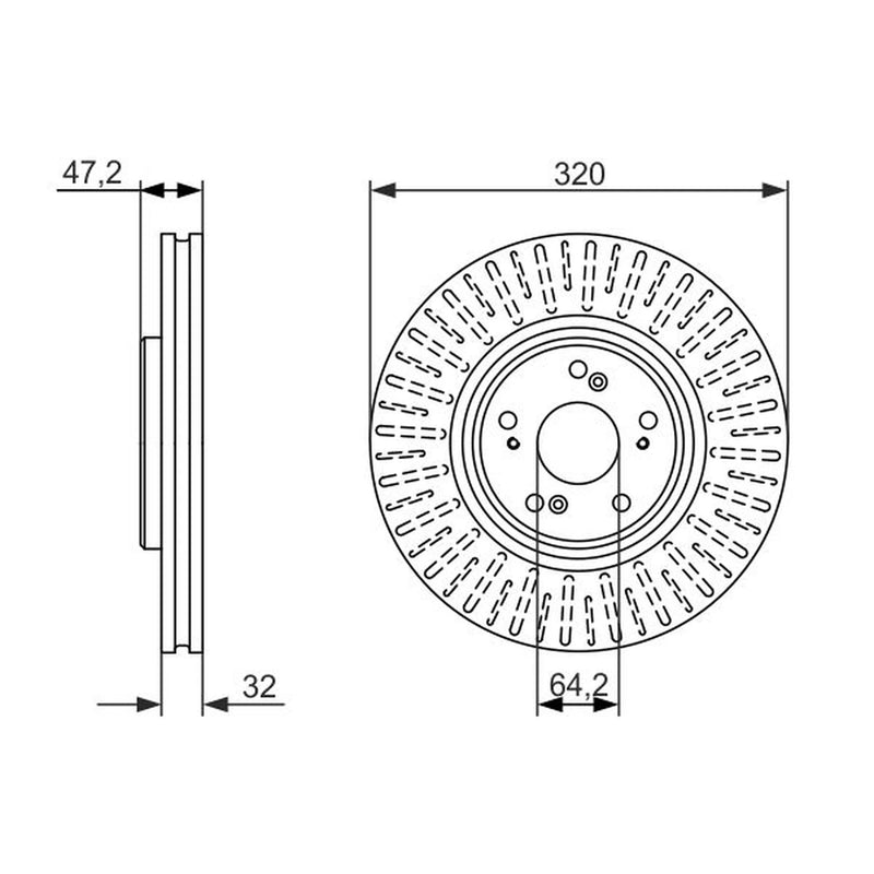 Bosch 2 x Vented Front Brake Discs 0986479741-x2