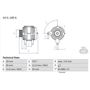 Bosch Car Alternator 12V 0 986 082 290
