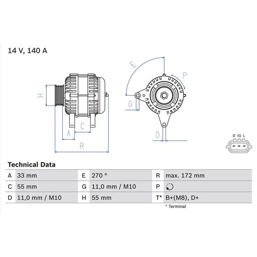 Bosch Car Alternator 12V 0 986 082 290